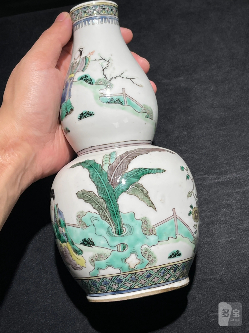清晚期 五彩人物纹葫芦瓶一对 - 图14